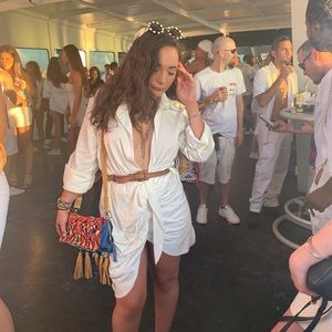 Asymmetrical white shirt dress